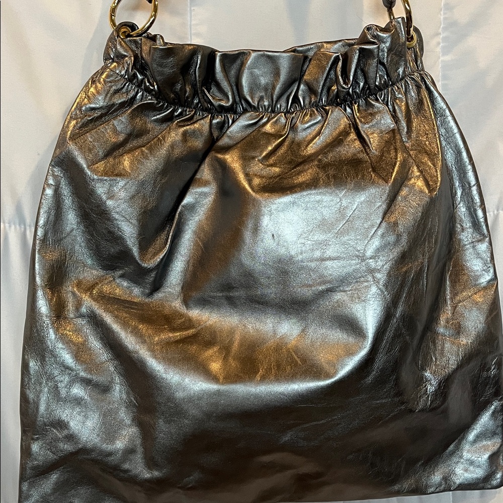 La Guantalia de Firenze Guanti & Borse Silver Italian Leather Shoulder Bag - Picture 3 of 9